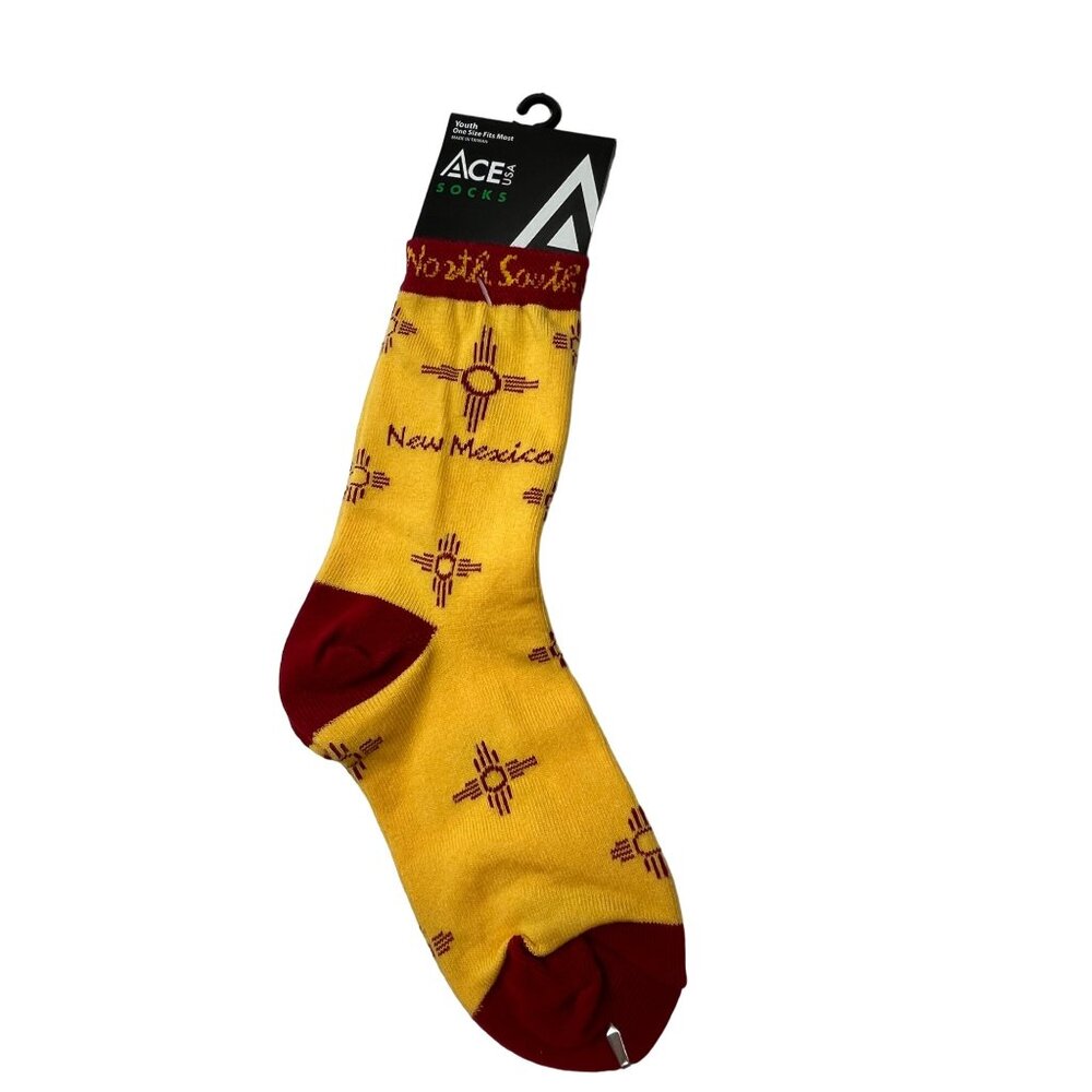 Ace USA Youth New Mexico Socks One Size Fits Most Yellow & Red 8c